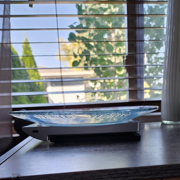 ANCHOR HOCKING Glass 13" Place that has SNOW around rim. NWT - Picture 6 of 7